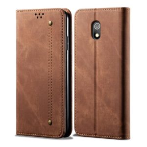 For Xiaomi Redmi 8A Denim Texture Casual Style Horizontal Flip Leather Case with Holder & Card Slots & Wallet(Brown) (OEM)