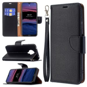 For Nokia G20 / G10 Litchi Texture Pure Color Horizontal Flip Leather Case with Holder & Card Slots & Wallet & Lanyard(Black) (OEM)
