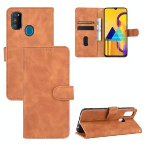 For Samsung Galaxy M30s / M21 Solid Color Skin Feel Magnetic Buckle Horizontal Flip Calf Texture PU Leather Case with Holder & Card Slots & Wallet(Brown) (OEM)