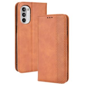 For Motorola Moto G71s/G82 5G/G52 4G Magnetic Buckle Retro Crazy Horse Leather Phone Case(Brown) (OEM)