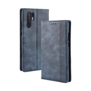 Magnetic Buckle Retro Texture Horizontal Flip Leather Case for Huawei P30 Pro, with Holder & Card Slots & Wallet (Blue) (OEM)
