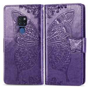 Butterfly Love Flowers Embossing Horizontal Flip Leather Case for Huawei Mate 20, with Holder & Card Slots & Wallet & Lanyard (Dark Purple) (OEM)