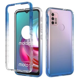 For Motorola Moto G30 Shockproof High Transparency Two-color Gradual Change PC+TPU Candy Colors Phone Protective Case(Blue) (OEM)