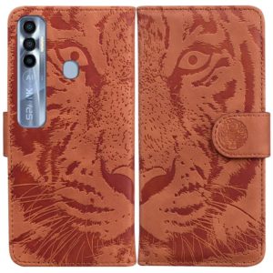 For Tecno Spark 7 Pro Tiger Embossing Pattern Horizontal Flip Leather Phone Case(Brown) (OEM)