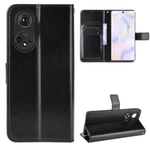 For Honor 50 Crazy Horse Texture Horizontal Flip Leather Case with Holder & Card Slots & Lanyard(Black) (OEM)