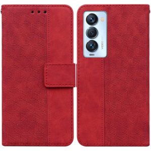 For Tecno Camon 18 Premier Geometric Embossed Leather Phone Case(Red) (OEM)