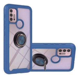 For Motorola Moto G30 / G10 / G10 Power Starry Sky Solid Color Series Shockproof PC + TPU Protective Case with Ring Holder & Magnetic Function(Blue) (OEM)