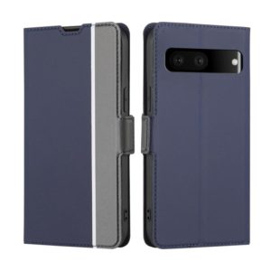 For Google Pixel 7 5G Twill Texture Side Button Leather Phone Case(Blue) (OEM)