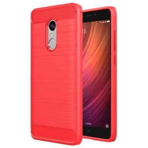 For Xiaomi Redmi Note 4X Brushed Carbon Fiber Texture Shockproof TPU Protective Case (Red) (OEM)