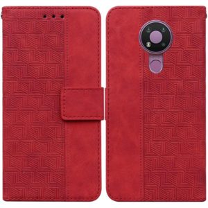 For Nokia 3.4 Geometric Embossed Leather Phone Case(Red) (OEM)