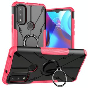 For Motorola G Pure Armor Bear Shockproof PC + TPU Phone Case with Ring Holder(Rose Red) (OEM)