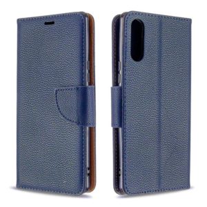For Sony Xperia L4 Litchi Texture Pure Color Horizontal Flip PU Leather Case with Holder & Card Slots & Wallet & Lanyard(Dark Blue) (OEM)