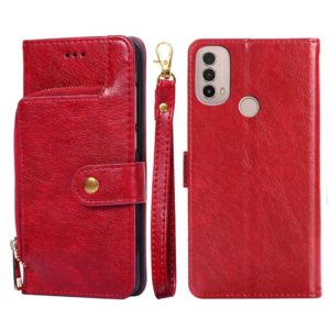 For Motorola Moto E40 Zipper Bag PU + TPU Horizontal Flip Leather Case(Red) (OEM)
