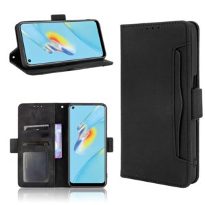 For OPPO A54 Skin Feel Calf Pattern Horizontal Flip Leather Case with Holder & Card Slots & Photo Frame(Black) (OEM)