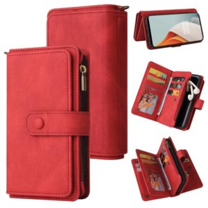 For OnePlus Nord N100 5G Skin Feel PU + TPU Horizontal Flip Leather Case With Holder & 15 Cards Slot & Wallet & Zipper Pocket & Lanyard(Red) (OEM)