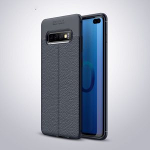 Litchi Texture TPU Shockproof Case for Galaxy S10+ (Navy Blue) (OEM)