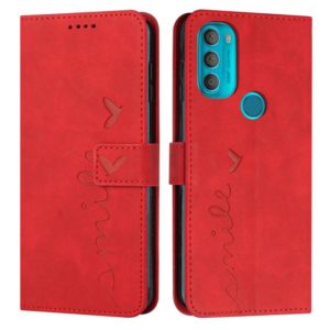 For Motorola Moto G71 5G Skin Feel Heart Pattern Leather Phone Case(Red) (OEM)
