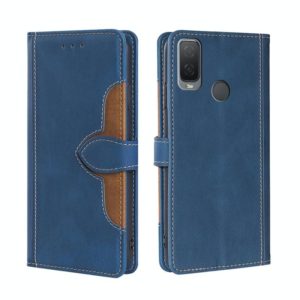 For Alcatel 1L 2021 Skin Feel Straw Hat Magnetic Buckle Leather Phone Case(Blue) (OEM)