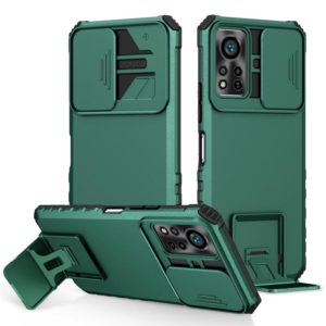For Infinix Hot 11S NFC Stereoscopic Holder Sliding Camshield Phone Case(Green) (OEM)