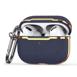 Plated Fabric PC Protective Cover Case For AirPods Pro(Blue + Gold) (OEM)