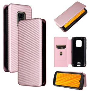 For Doogee S59 / S59 Pro Carbon Fiber Texture Horizontal Flip TPU + PC + PU Leather Case with Card Slot(Pink) (OEM)