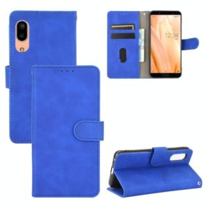 For Sharp Aquos Sense3 Lite SH-RM12 Solid Color Skin Feel Magnetic Buckle Horizontal Flip Calf Texture PU Leather Case with Holder & Card Slots & Wallet(Blue) (OEM)
