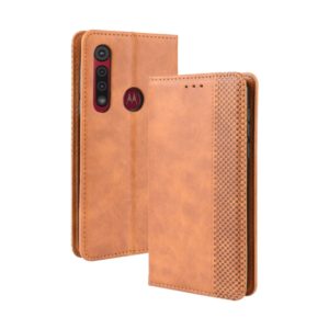 For Motorola One Macro Magnetic Buckle Retro Crazy Horse Texture Horizontal Flip Leather Case with Holder & Card Slots & Photo Frame(Brown) (OEM)