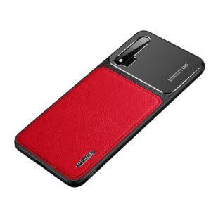 For Huawei nova 6 Frosted Metal + Leather Texture Protective Case (Red) (OEM)