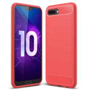 Brushed Texture Carbon Fiber Shockproof TPU Case for Huawei Honor 10(Red) (OEM)