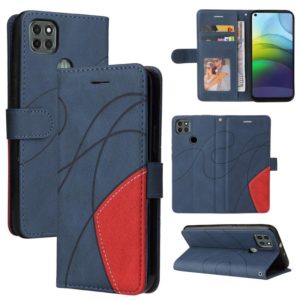 For Motorola Moto G9 Power Dual-color Splicing Horizontal Flip PU Leather Case with Holder & Card Slots & Wallet(Blue) (OEM)