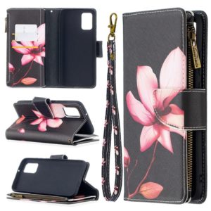 For Samsung Galaxy A02s (EU Version) Colored Drawing Pattern Zipper Horizontal Flip Leather Case with Holder & Card Slots & Wallet(Lotus) (OEM)