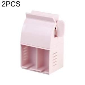 Toothpaste Squeezer Multifunctional Toothbrush Rack Wall-Mounted Bathroom Perforation-Free Storage Rack(Pink) (OEM)