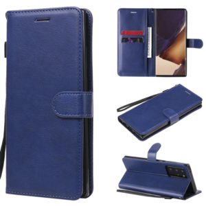 For Samsung Galaxy Note20 Ultra Solid Color Horizontal Flip PU Leather Case with Holder & Card Slots & Wallet & Lanyard(Blue) (OEM)