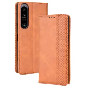 For Sony Xperia 1 IV Magnetic Buckle Retro Texture Leather Phone Case(Brown) (OEM)