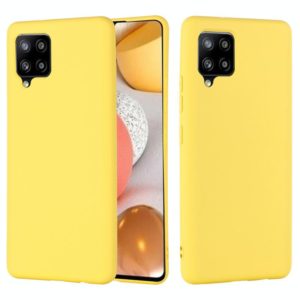 For Samsung Galaxy A42 5G Pure Color Liquid Silicone Shockproof Full Coverage Case(Yellow) (OEM)