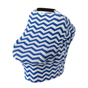 Multifunctional Cotton Nursing Towel Safety Seat Cushion Stroller Cover(Blue and White Wavy Stripes) (OEM)