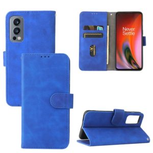 For OnePlus Nord 2 5G Solid Color Skin Feel Magnetic Buckle Horizontal Flip Calf Texture PU Leather Case with Holder & Card Slots & Wallet(Blue) (OEM)