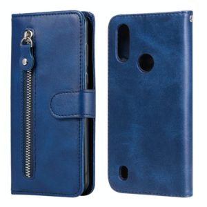 For Motorola Moto E6s (2020) Fashion Calf Texture Zipper Horizontal Flip Leather Case with Holder & Card Slots & Wallet Function(Blue) (OEM)