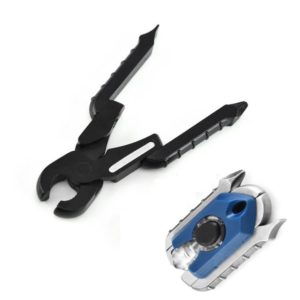 9 In1 Multifunctional Stainless Steel Folding Pliers EDC Outdoor Tools, Specification: Black Pliers + Blue Light (OEM)