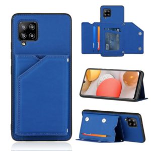 For Samsung Galaxy A42 5G Skin Feel PU + TPU + PC Back Cover Shockproof Case with Card Slots & Holder & Photo Frame(Blue) (OEM)