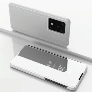 For Galaxy S20 Ultra Plated Mirror Horizontal Flip Leather Case with Holder(Silver) (OEM)