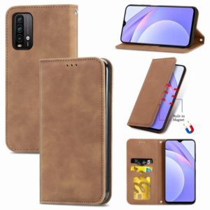 For Xiaomi Redmi Note 9 4G Retro Skin Feel Business Magnetic Horizontal Flip Leather Case with Holder & Card Slots & Wallet & Photo Frame(Brown) (OEM)