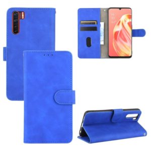 For OPPO A91 / F15 / Reno3(Southeast Asia Version) Solid Color Skin Feel Magnetic Buckle Horizontal Flip Calf Texture PU Leather Case with Holder & Card Slots & Wallet(Blue) (OEM)