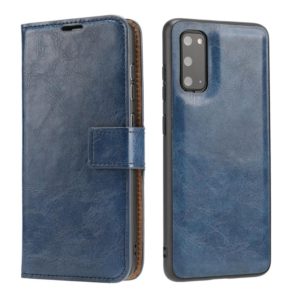 For Samsung Galaxy S20 Crazy Horse Texture Detachable Magnetic Back Cover Horizontal Flip Leather Case with Holder & Card Slots & Photo Frame & Wallet(Blue) (OEM)