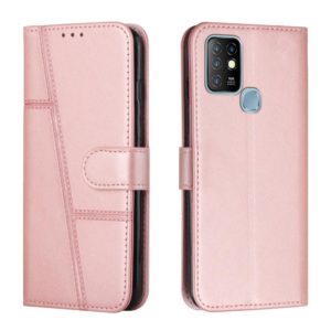 For Infinix Hot 10 Stitching Calf Texture Buckle Leather Phone Case(Pink) (OEM)