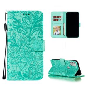 For Motorola Moto G Stylus (2021) Lace Flower Embossing Pattern Horizontal Flip Leather Case with Holder & Card Slots & Wallet & Photo Frame(Green) (OEM)