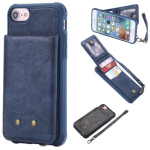 For iPhone 6 Vertical Flip Shockproof Leather Protective Case with Short Rope, Support Card Slots & Bracket & Photo Holder & Wallet Function(Blue) (OEM)
