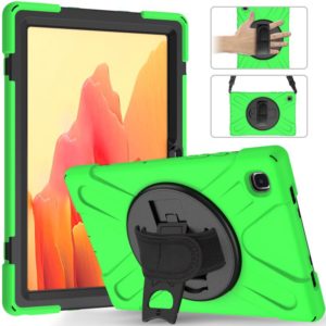 For Samsung Galaxy Tab A7 10.4 2020 T500 / T505 Shockproof Colorful Silicone + PC Protective Case with Holder & Shoulder Strap & Hand Strap(Green) (OEM)