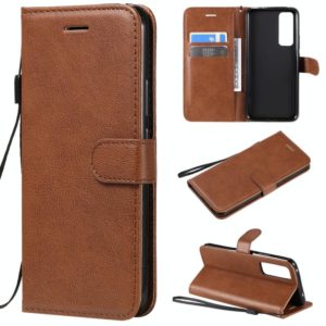 For Huawei nova 7 Solid Color Horizontal Flip Protective Leather Case with Holder & Card Slots & Wallet & Lanyard(Brown) (OEM)