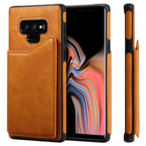 For Galaxy Note 9 Shockproof Calf Texture Protective Case with Holder & Card Slots & Frame(Brown) (OEM)